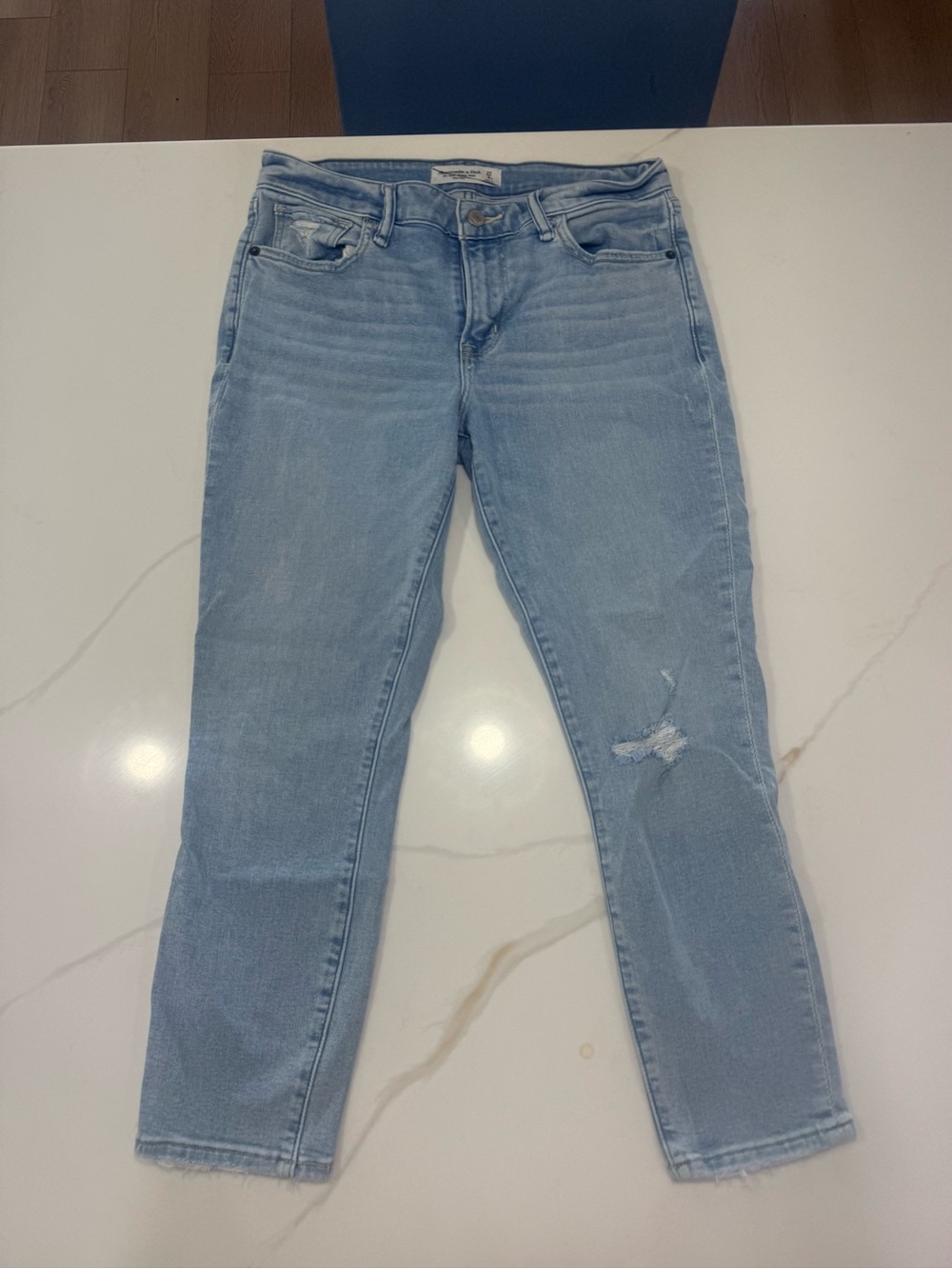 Abercrombie & Fitch Light Blue Cropped Slim Jeans